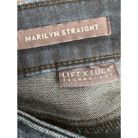 NYDJ Blue Marilyn Straight Lift Tuck Technology side studs detail jeans size 0 - Picture 4 of 11